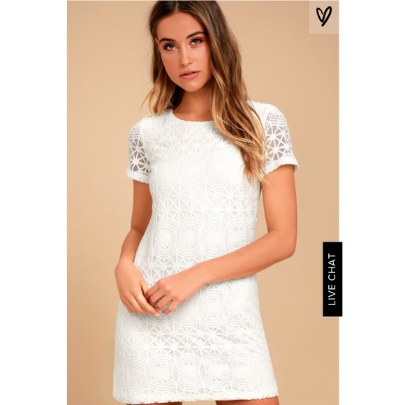 Lulus Dresses & Skirts - Lulus Love You For Eternity White Lace Shift Dress